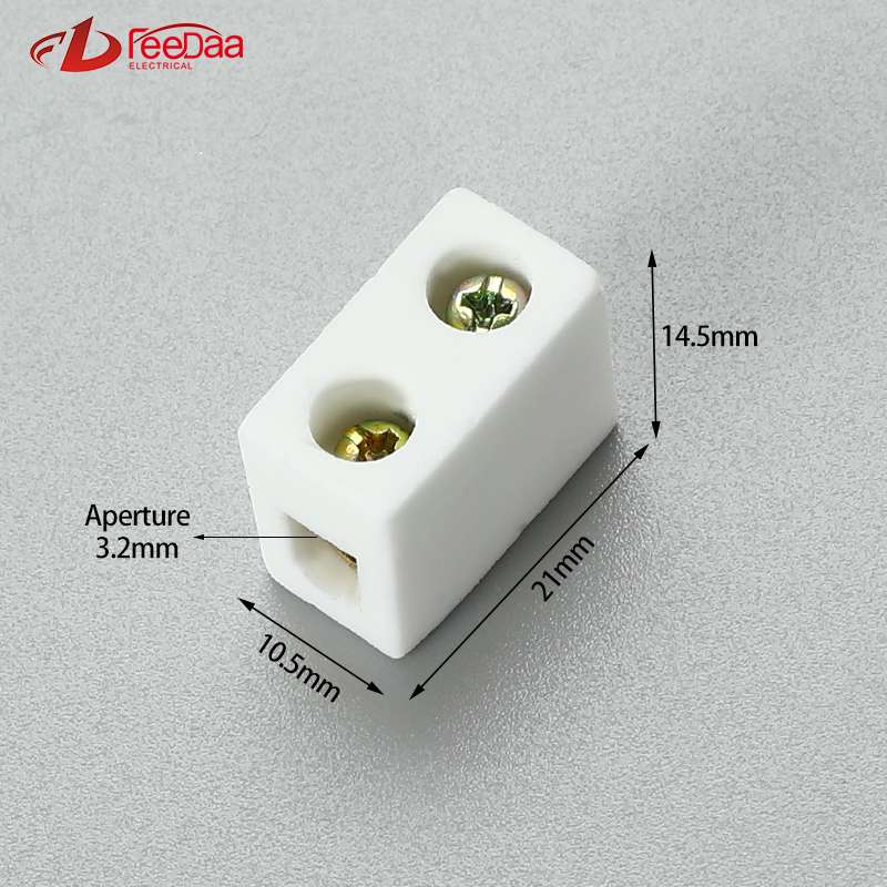 1 in 1 out 5A Excellent Insulating High Temperature Resistance Electrical Porcelain Connector Ceramic Terminal Blocks for High-voltage Cabinet