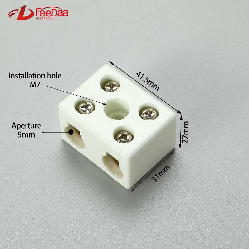 2 in 2 out 100A Excellent Insulating High Temperature Resistance Electrical Porcelain Connector Ceramic Terminal Blocks for High-voltage Cabinet