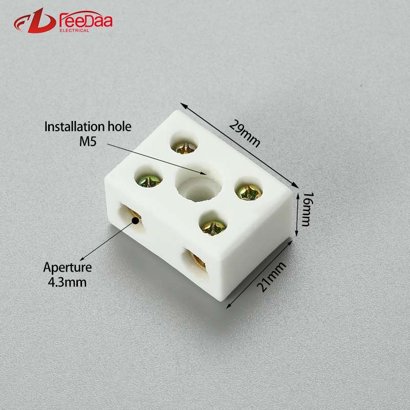 2 in 2 out 15A Excellent Insulating High Temperature Resistance Electrical Porcelain Connector Ceramic Terminal Blocks for High-voltage Cabinet