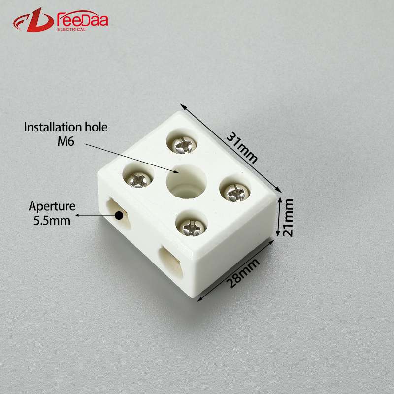 2 in 2 out 30A Excellent Insulating High Temperature Resistance Electrical Porcelain Connector Ceramic Terminal Blocks for High-voltage Cabinet