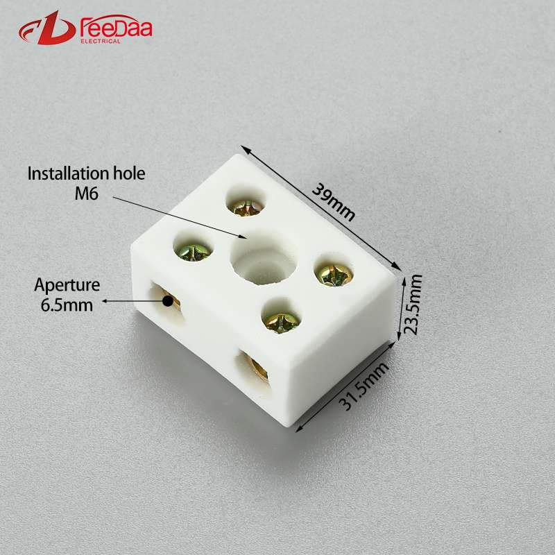 2 in 2 out 60A Excellent Insulating High Temperature Resistance Electrical Porcelain Connector Ceramic Terminal Blocks for High-voltage Cabinet
