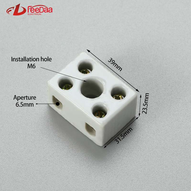 2 in 2 out 60A gray Excellent Insulating High Temperature Resistance Electrical Porcelain Connector Ceramic Terminal Blocks for High-voltage Cabinet