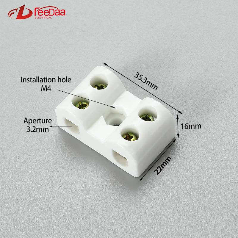 2 in 2 out Bridge Type 10A Excellent Insulating High Temperature Resistance Electrical Porcelain Connector Ceramic Terminal Blocks for High-voltage Cabinet