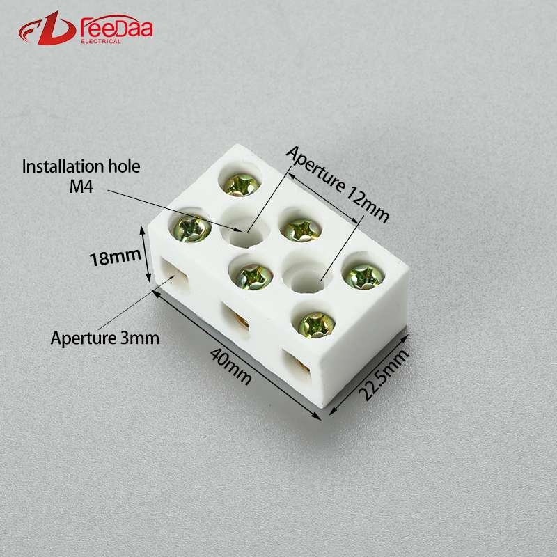 3 in 3 out 10A Excellent Insulating High Temperature Resistance Electrical Porcelain Connector Ceramic Terminal Blocks for High-voltage Cabinet