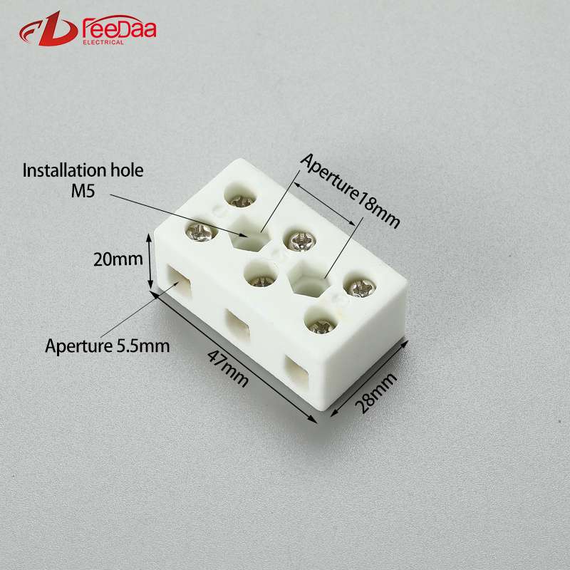 3 in 3 out 30A Excellent Insulating High Temperature Resistance Electrical Porcelain Connector Ceramic Terminal Blocks for High-voltage Cabinet
