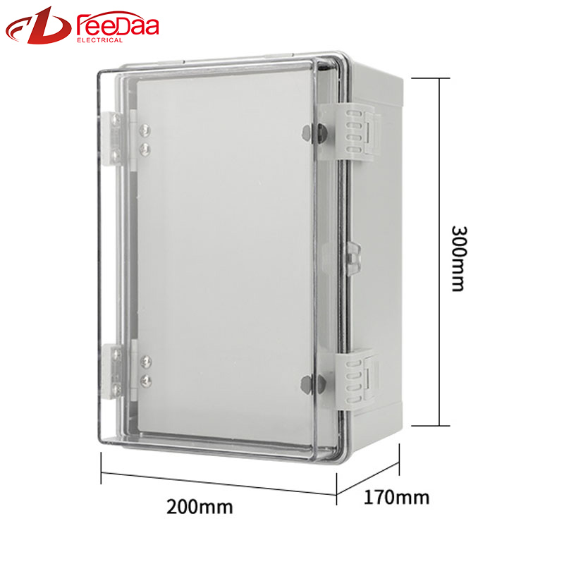 300*200*170 Transparent + middle door IP66 Distribution Terminal Box Customized ABS Plastic PC Wall Mounted Industrial Plug Socket Waterproof Outdoor Protection