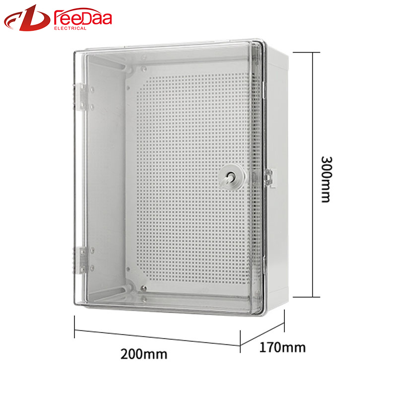 300*200*170 transparent with lock IP66 Distribution Terminal Box Customized ABS Plastic PC Wall Mounted Industrial Plug Socket Waterproof Outdoor Protection