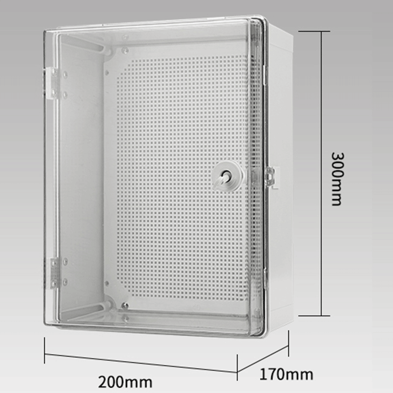 300*200*170 transparent with lock IP66 Distribution Terminal Box Customized ABS Plastic PC Wall Mounted Industrial Plug Socket Waterproof Outdoor Protection