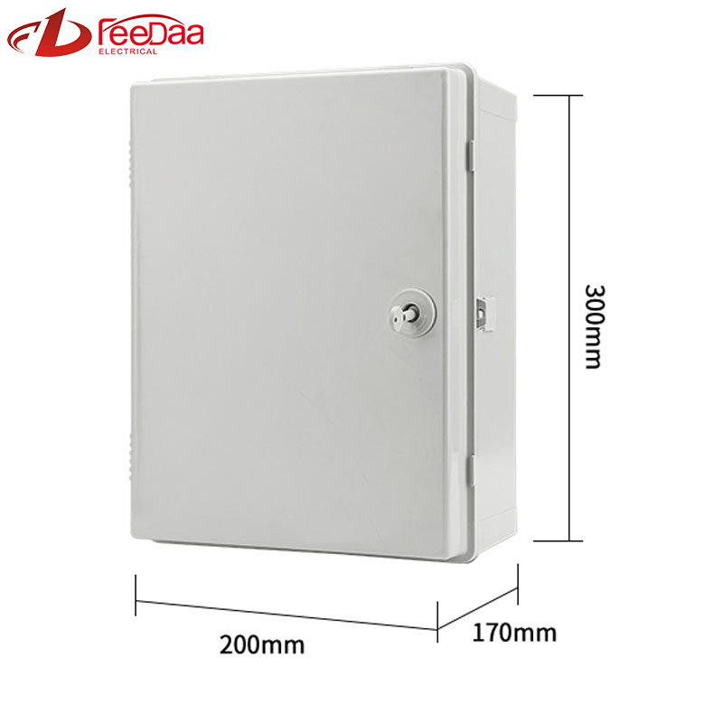 300*200*170mm gray With lock IP66 Distribution Terminal Box Customized ABS Plastic PC Wall Mounted Industrial Plug Socket Waterproof Outdoor Protection