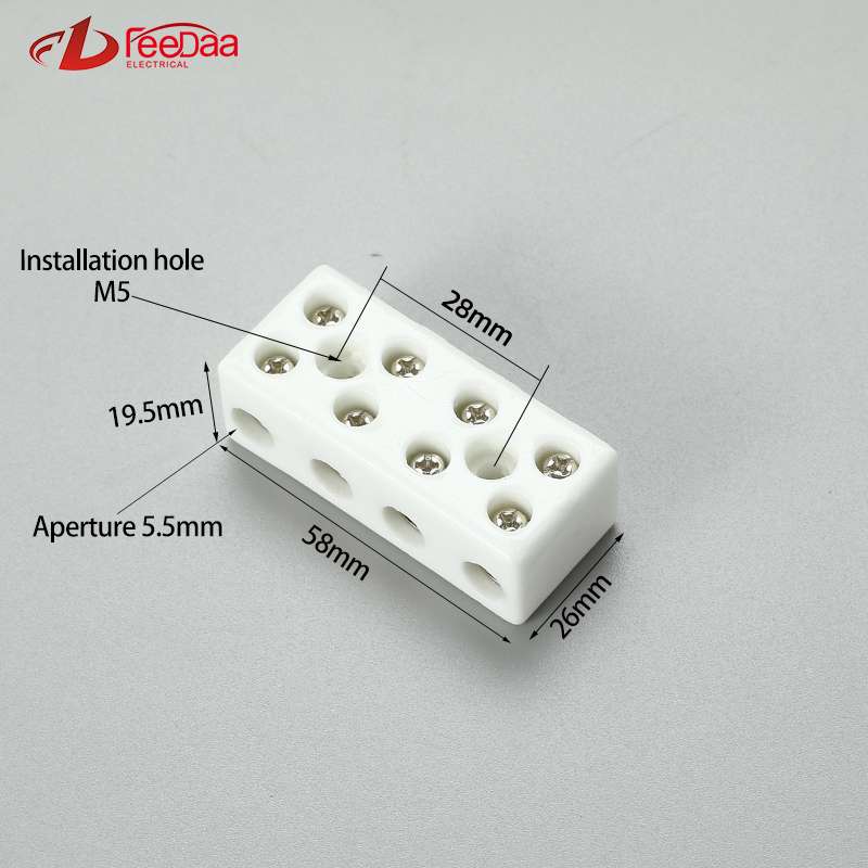 4 in 4 out 30A Excellent Insulating High Temperature Resistance Electrical Porcelain Connector Ceramic Terminal Blocks for High-voltage Cabinet