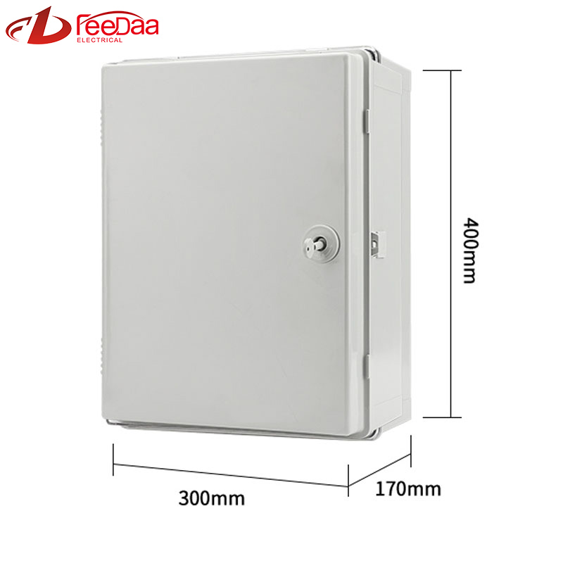 400*300*170mm gray With lock IP66 Distribution Terminal Box Customized ABS Plastic PC Wall Mounted Industrial Plug Socket Waterproof Outdoor Protection