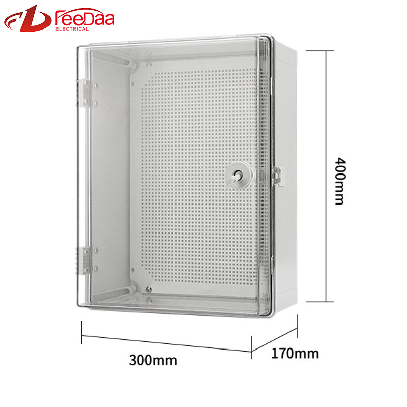 400*300*170mm Transparent tape lock IP66 Distribution Terminal Box Customized ABS Plastic PC Wall Mounted Industrial Plug Socket Waterproof Outdoor Protection