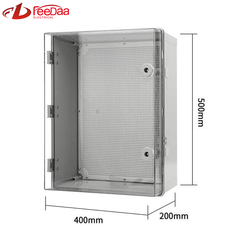 500*400*200mm Transparent tape lock IP66 Distribution Terminal Box Customized ABS Plastic PC Wall Mounted Industrial Plug Socket Waterproof Outdoor Protection
