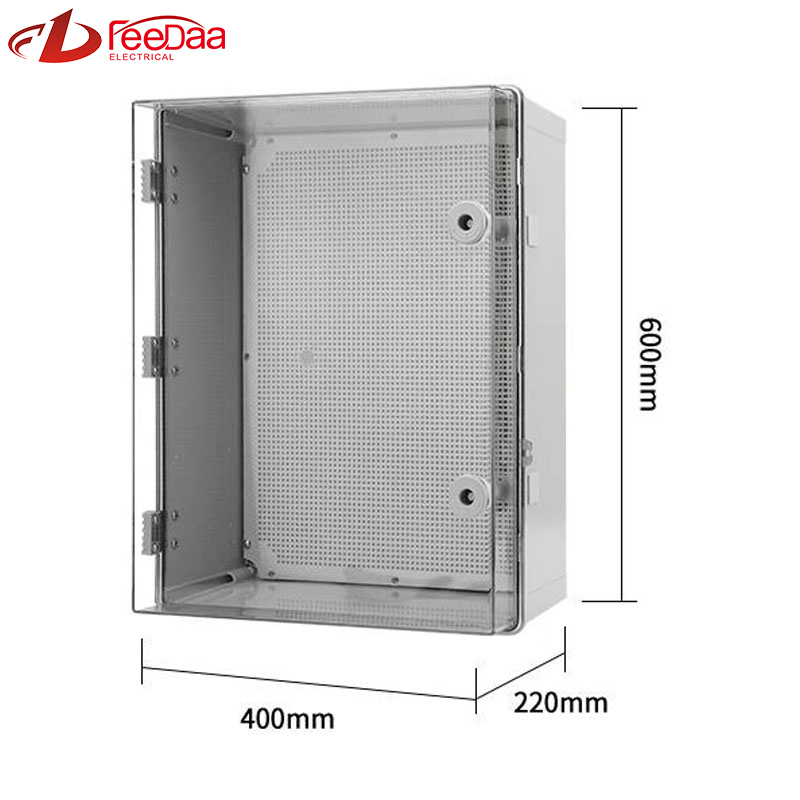 600*400*220mm Transparent tape lock IP66 Distribution Terminal Box Customized ABS Plastic PC Wall Mounted Industrial Plug Socket Waterproof Outdoor Protection