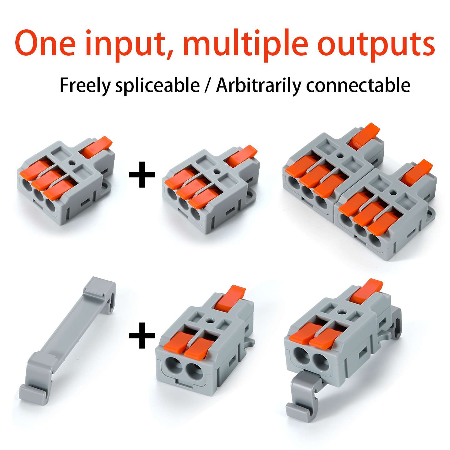 1-in 4-out Push-in Wire Connector 32A 450V | Quick Lever Terminal Block
