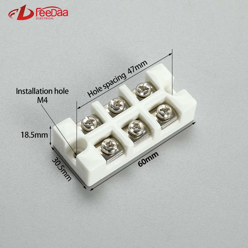 3-Position Ceramic Terminal Block 30A Excellent Insulating High Temperature Resistance Electrical Porcelain Connector Ceramic Terminal Blocks for High-voltage Cabinet