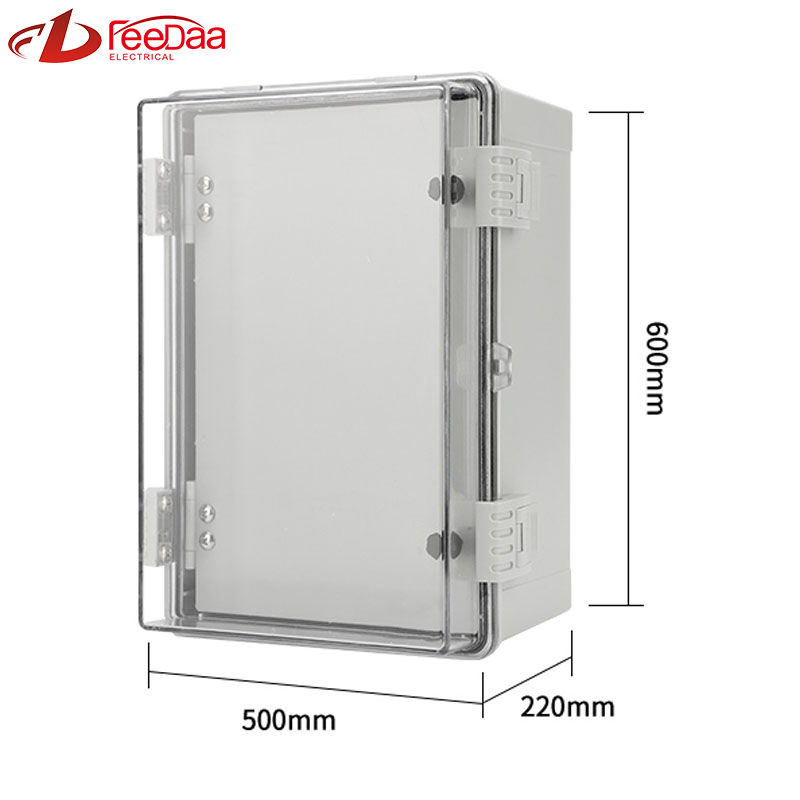 600*500*220mm Transparent + middle door IP66 Distribution Terminal Box Customized ABS Plastic PC Wall Mounted Industrial Plug Socket Waterproof Outdoor Protection