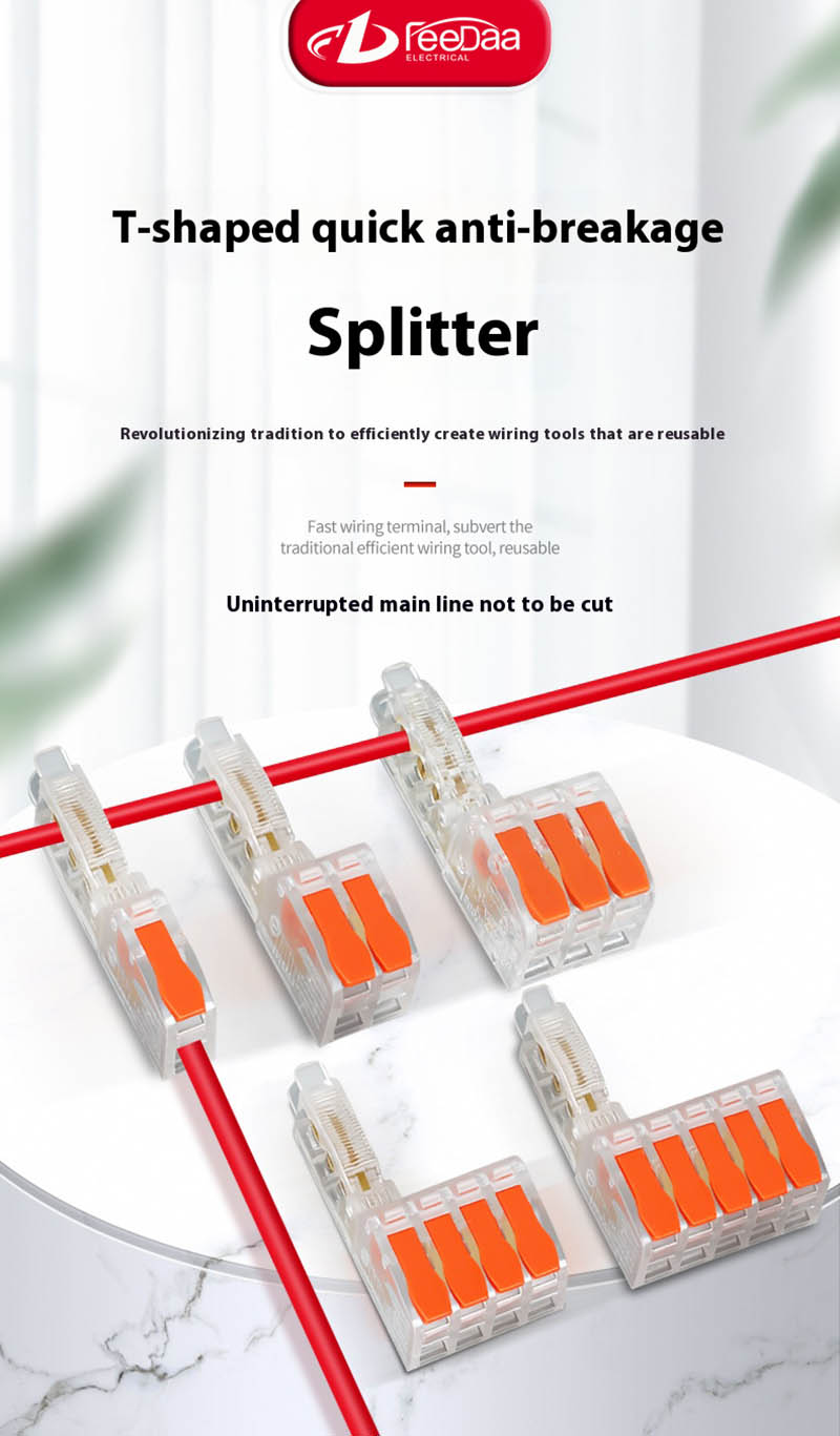 T-Shaped Fast Branching Main Line Without Broken Wire Integrated Pure Copper Conductor 1 In 1 Out