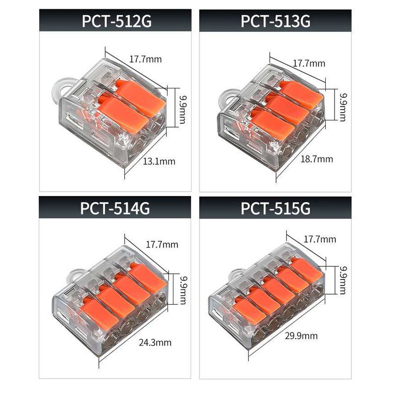 Patented PCT-512 Compact Quick Electric Universal LED Light Connector Red Copper Contacts Power Connectors
