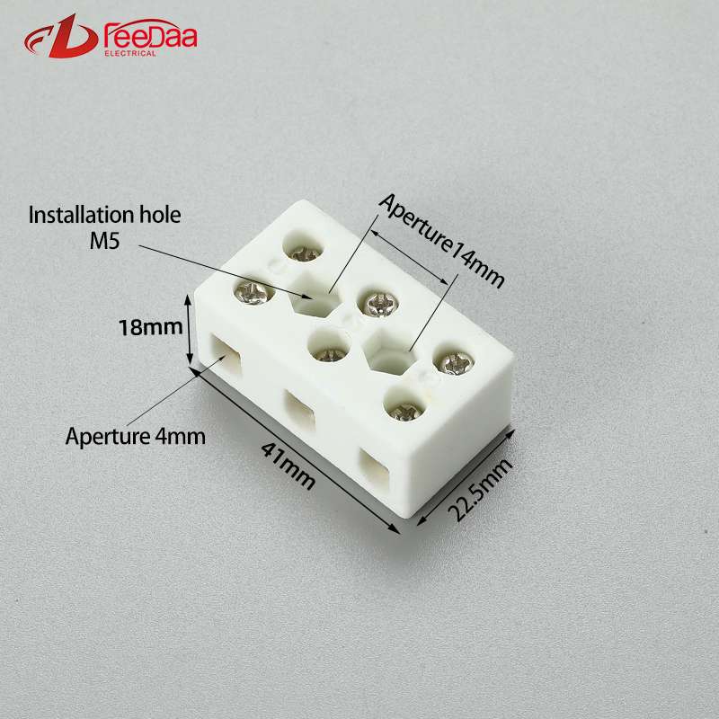 3 in 3 out 15A Excellent Insulating High Temperature Resistance Electrical Porcelain Connector Ceramic Terminal Blocks for High-voltage Cabinet