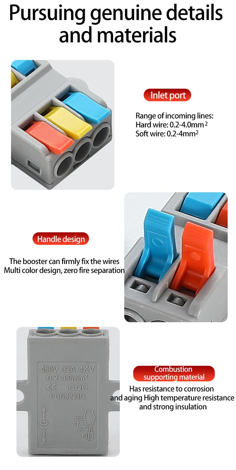 Fast Wire Cable Connectors 3 in 3 out PCT-5233D Fast Wire Cable Connectors 3 in 3 out PCT-5233D