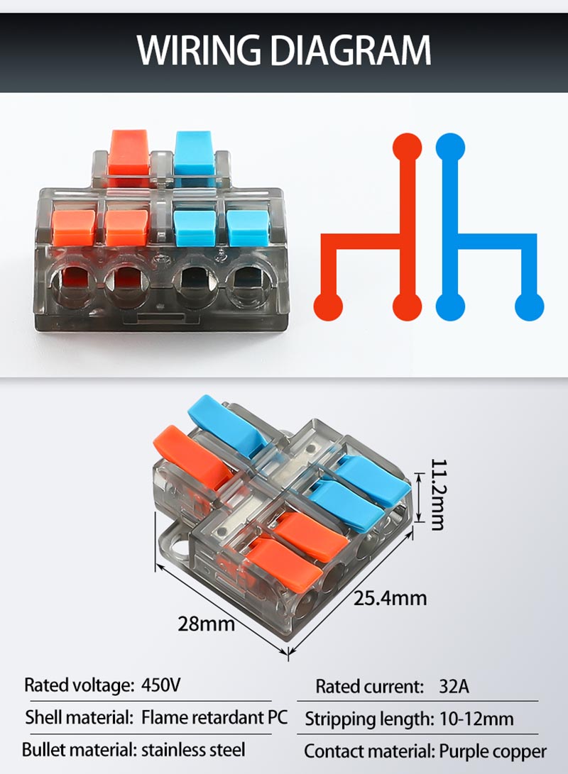 Fast Wire Cable Connectors 2 in 6 out PCT-5226D Fast Wire Cable Connectors 2 in 6 out PCT-5226D