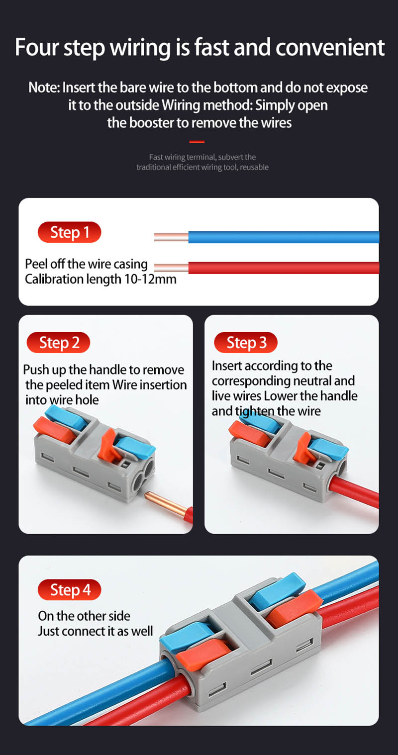 Fast Wire Cable Connectors 2 in 2 out PCT-5222 Fast Wire Cable Connectors 2 in 2 out PCT-5222