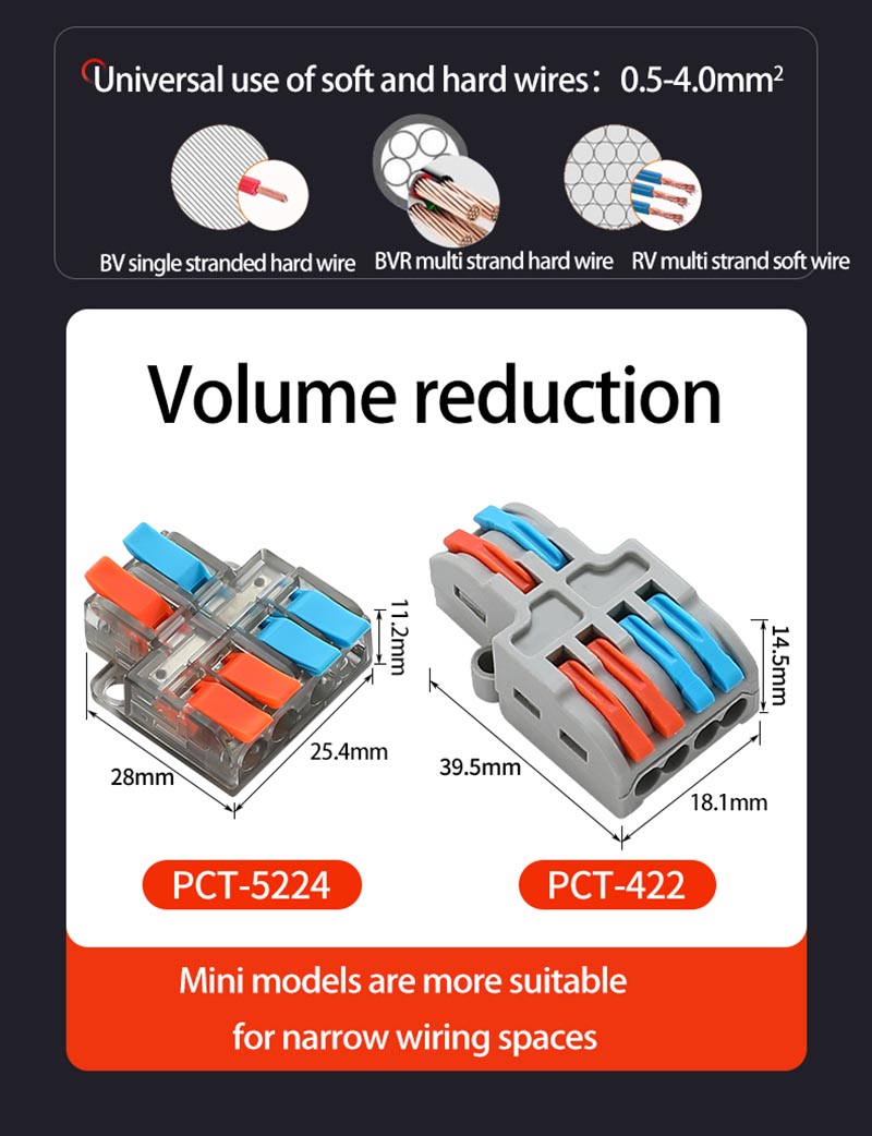 Fast Wire Cable Connectors 2 in 6 out PCT-5226 Fast Wire Cable Connectors 2 in 6 out PCT-5226