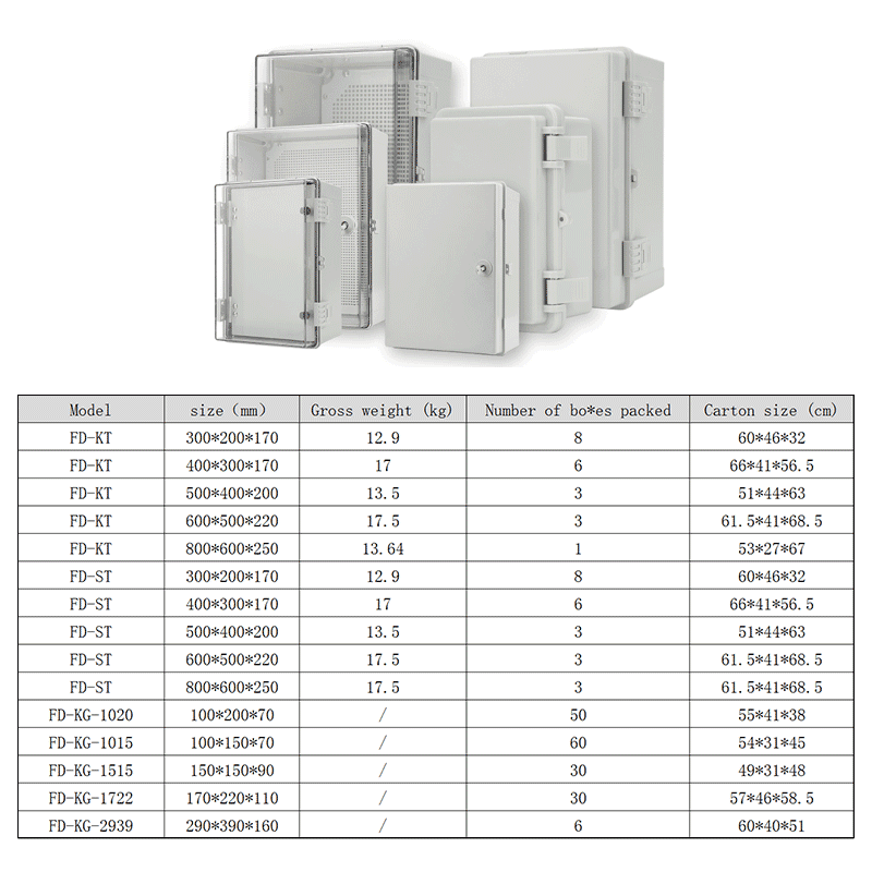 300*200*170 Grey snap-on box IP66 Distribution Terminal Box Customized ABS Plastic PC Wall Mounted Industrial Plug Socket Waterproof Outdoor Protection