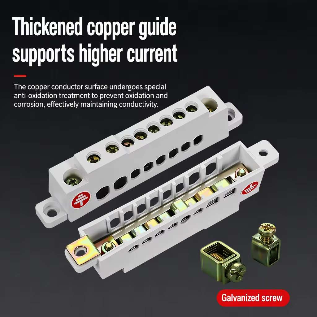 TCL Type Insulated Copper Busbar, Neutral Earth Bar, Thickened Copper Terminal Block for Distribution Box, High Current Wiring Bar