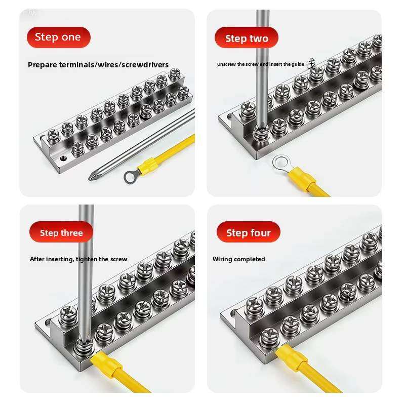 JDG Double Layer Grounding Copper Busbar Pure Copper Terminal Block, High Current Neutral Earth Bar for Distribution Box
