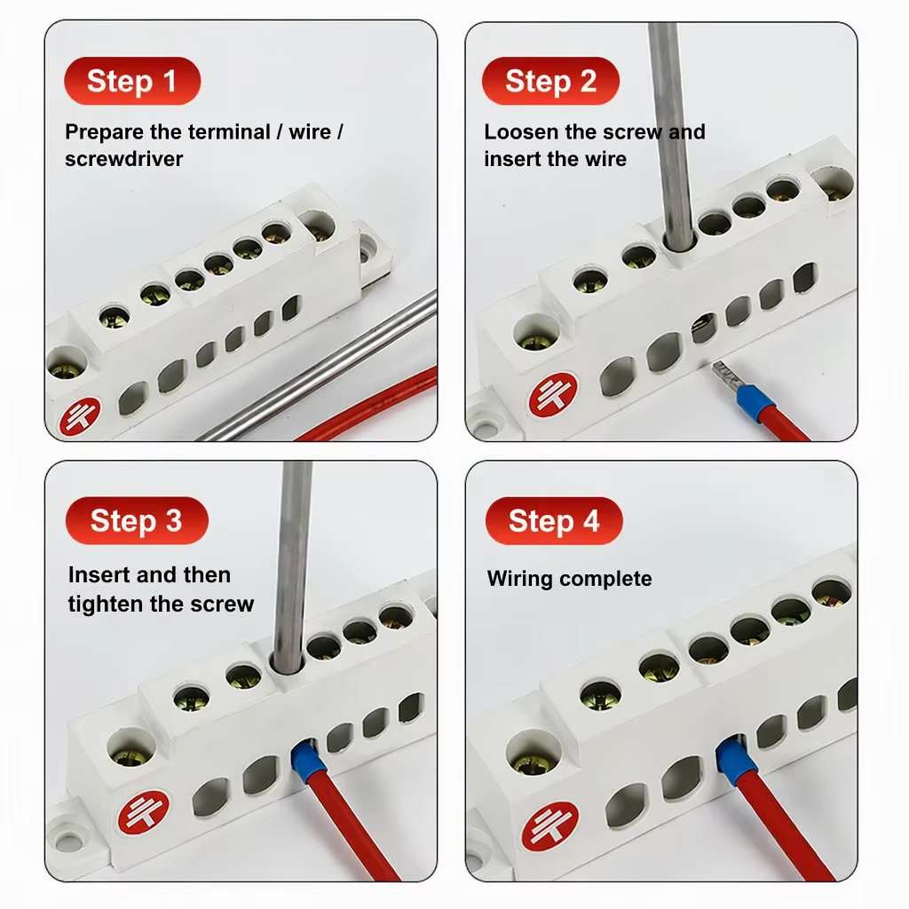 TCL Type Insulated Copper Busbar, Neutral Earth Bar, Thickened Copper Terminal Block for Distribution Box, High Current Wiring Bar